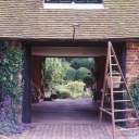 Architect's own home, Whitstable / View through undercroft to garden