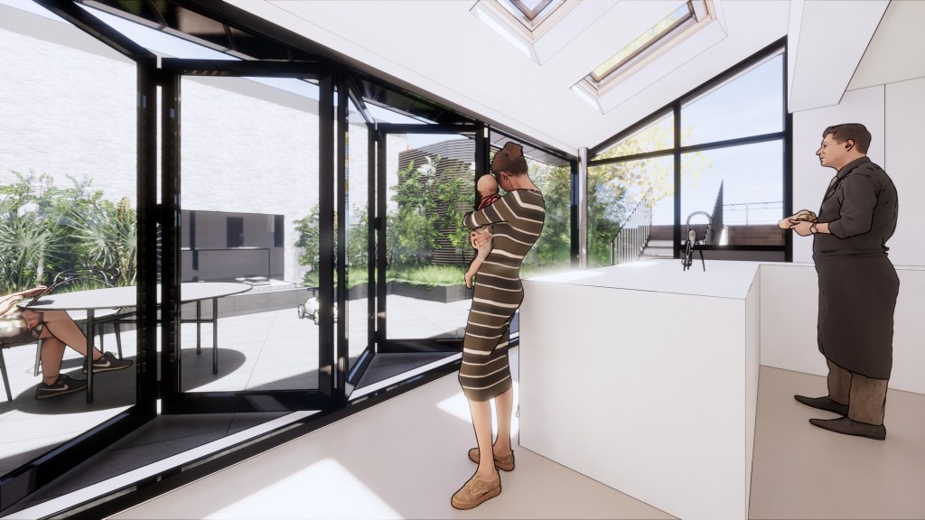Moder House Extension, Twyning / Perspective View 03