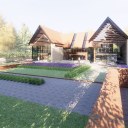 The Twin Barn House / Perspective View 03