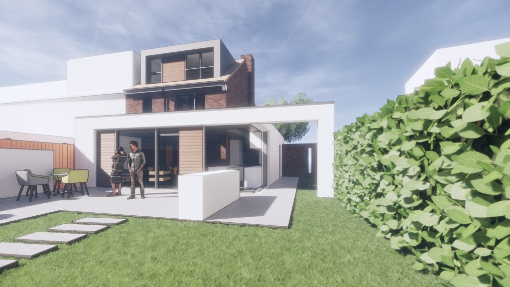 Modern House Extension and Alterations / Perspective View 01
