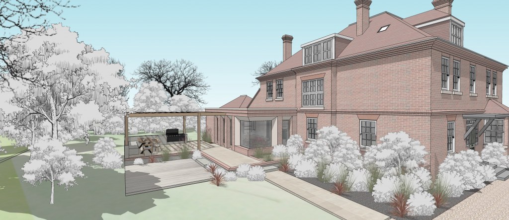 Rectory extension and refurb / Design model of extension and outdoor living