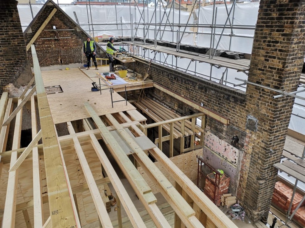 Residential Development - Shoreditch, Central London. / Constructing a new roof extension