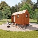 Off-grid Tiny Cabin / Corten Cabin - Oblique View