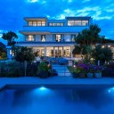 Coastal Road, Sussex / Rear view across pool