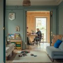 Meadow Road / Internal View: Original Living Spaces Meet New Kitchen