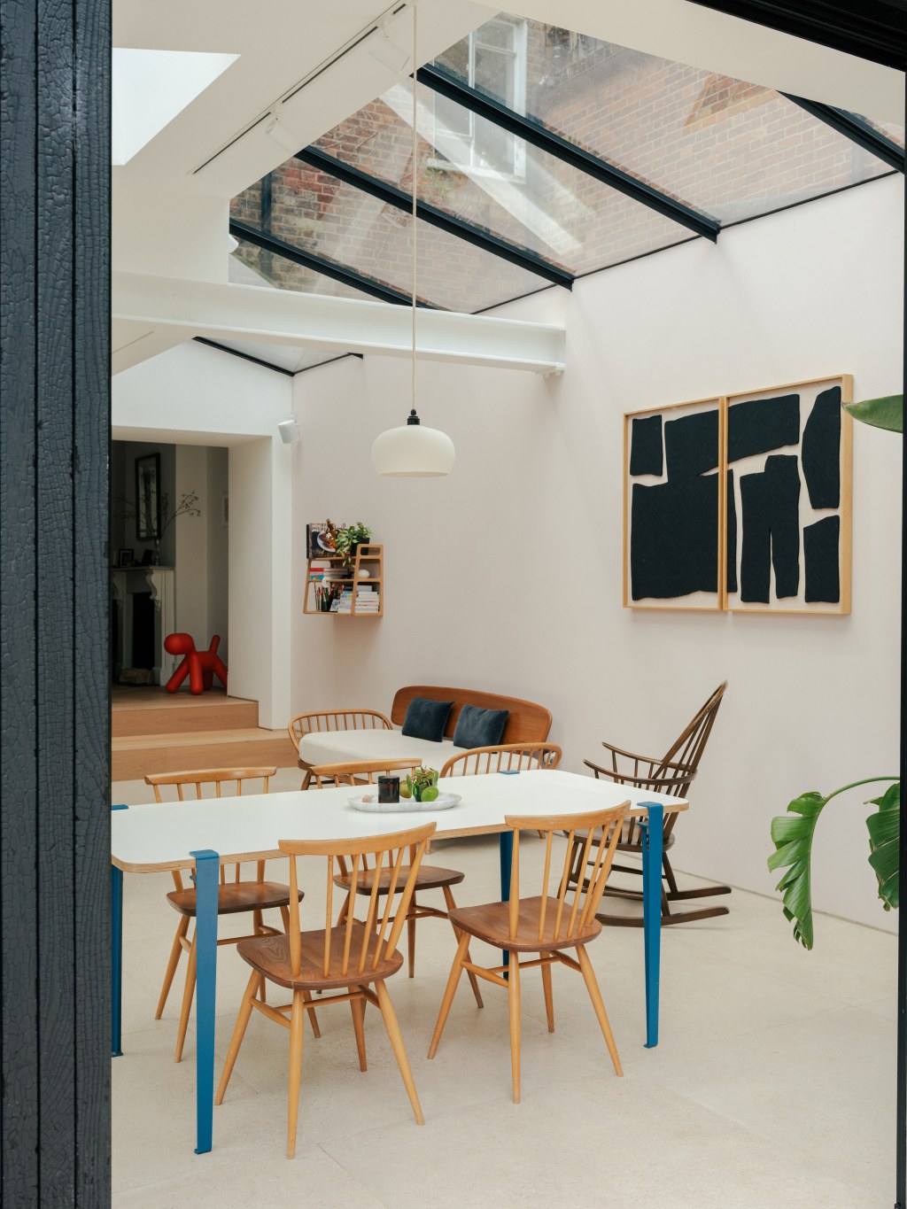 North London Victorian Villas / View of large rooflights to extension