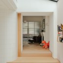 North London Victorian Villas / View of stairs from extension to reading room